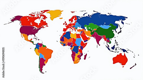 The World in Color: Stunning Vector Map Illustration Perfect for T-shirt Designs.