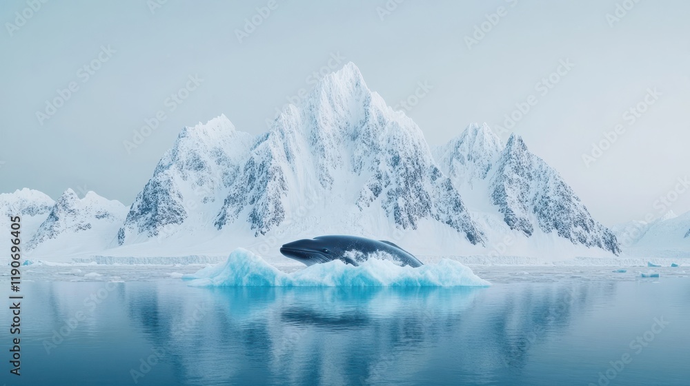 custom made wallpaper toronto digitalMajestic Whale Surfacing Amidst Arctic Ice and Snow-Capped Mountains