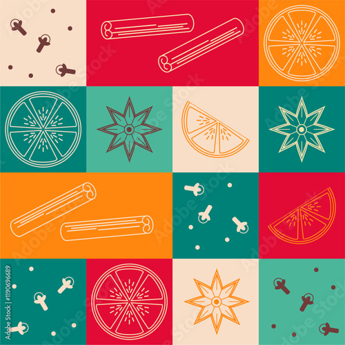 Wallpaper background with mulled wine preparing ingredients 