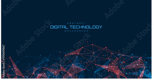 Geometric connected background. Connecting dots and lines. Global network connection. Banner template for technology.