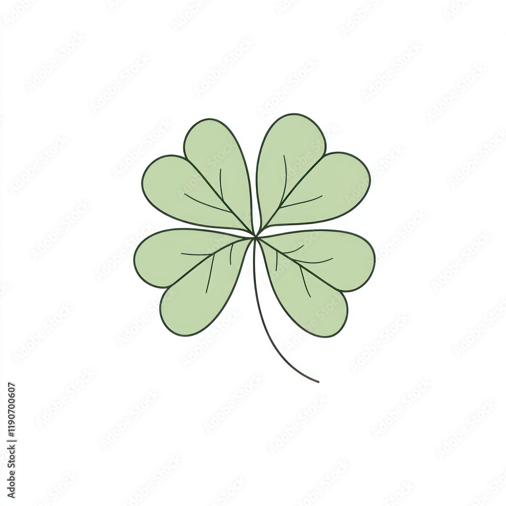 Four-leaf clover, isolated, minimalist, design element, graphic, white background, luck, St. Patrick's Day Four-leaf clover, isolated, minimalist, design element, graphic, white background, luck, St. Patrick's Day