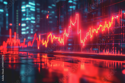 Wallpaper Mural Business crisis, holographic price reduction, futuristic economic downturn, neon interface. Torontodigital.ca