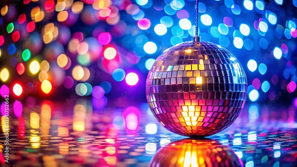 Disco Ball over Colorful Illuminated Dance Floor - Schlager Party Background