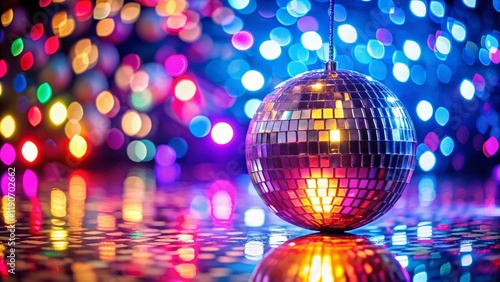 Obraz na płótnie Disco Ball over Colorful Illuminated Dance Floor - Schlager Party Background w salonie