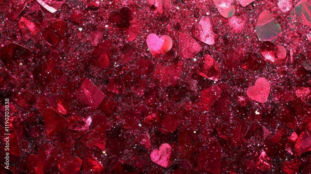 Fototapeta premium Ruby red valentine's day glitter sparkle background with shimmering bokeh lights and festive party invite design, perfect for romantic celebrations, love-themed events, and christmas decorations.