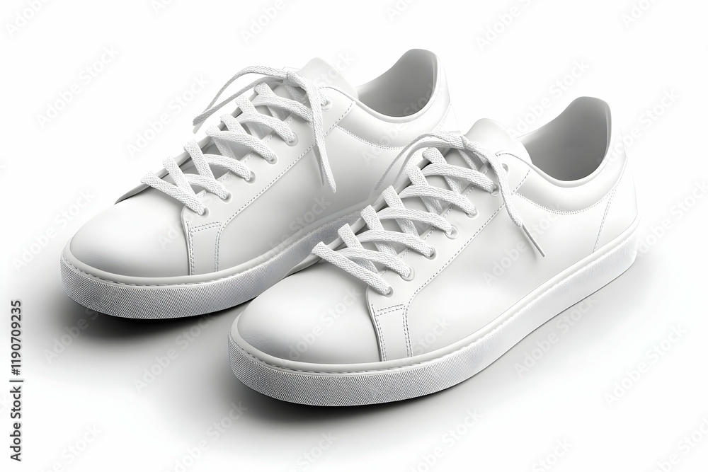 A pair of white sneakers, presented with subtle shadows, isolated against a transparent background, for a clean and minimalist mockup. A pair of white sneakers, presented with subtle shadows, isolated against a transparent background, for a clean and minimalist mockup.