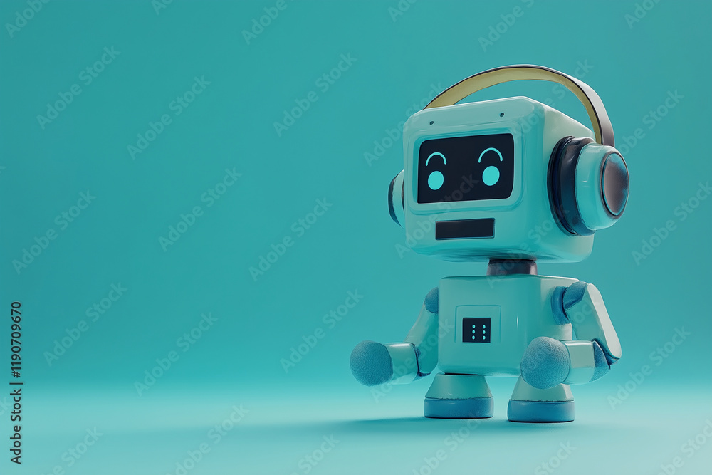 Fototapeta premium A robot efficiently working as a call center agent in an office