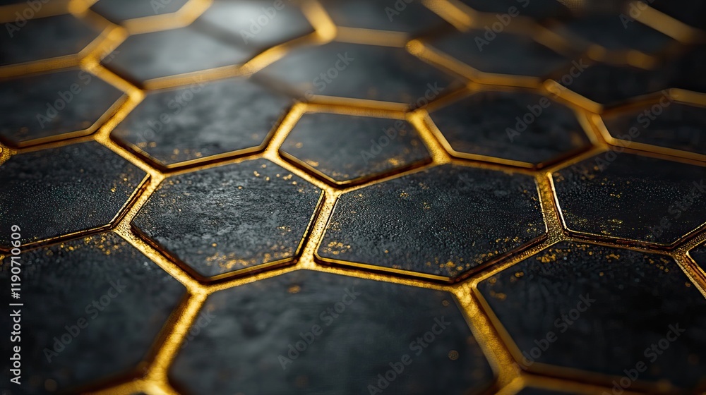 Dark background with a luxurious gold hexagon pattern, suited for elegant banner designs Dark background with a luxurious gold hexagon pattern, suited for elegant banner designs