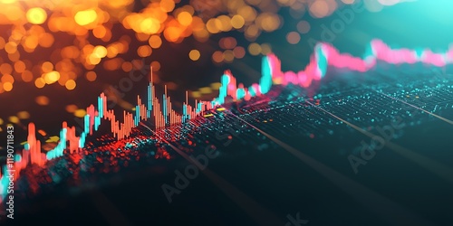 Colorful stock market graph showing rapid financial rise.