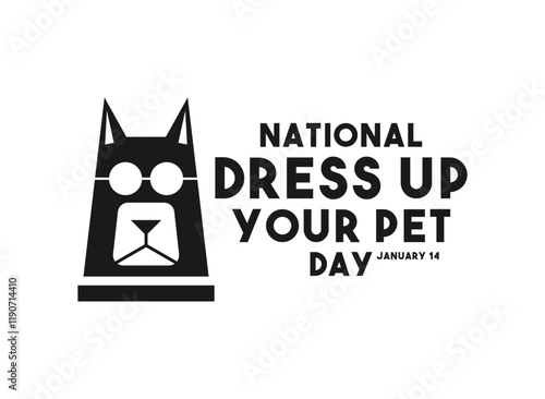 Vector Illustration of National Dress Up Your Pet Day. January 14. Cute dog wearing glasses.