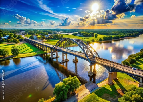 Aerial View of Edmund Pettus Bridge Spanning Alabama River, Selma, Alabama photo