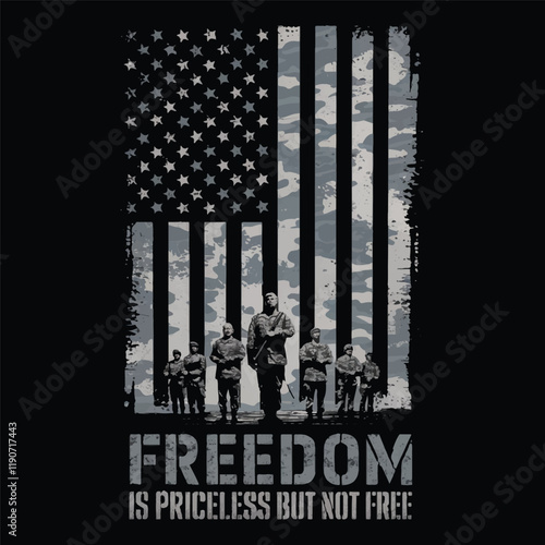 American Flag with military soldier Vector, Grunge vintage, poster and t shirt design vector Illustration