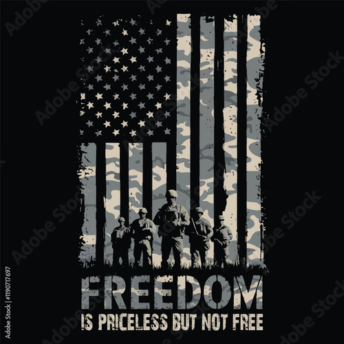 American Flag with military soldier Vector, Grunge vintage, poster and t shirt design vector Illustration