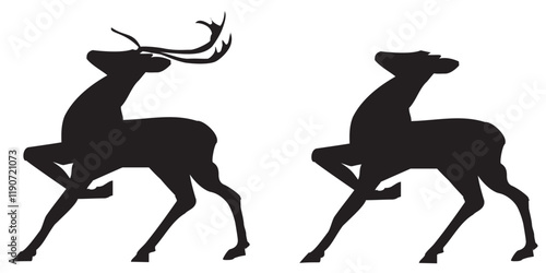 Cute big grace elegant strong power hoof rut rack head snout stand hunt fog farm winter field snow sky scenic view Old large zoo dry lawn meet sika baby child kid scene cartoon art logo emblem element