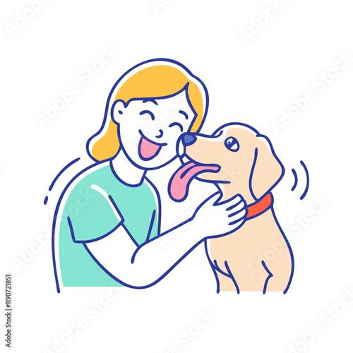 dog licking owner vector icon, dog licking owner vector illustration - simple illustration of dog licking owner, perfect for logos dog licking owner 
