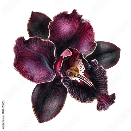 Elegant black orchid flower close-up botanical display indoor setting detailed view nature's beauty