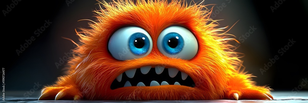 Fototapeta premium Whimsical Cringe: Colorful Furry Cartoon Monster