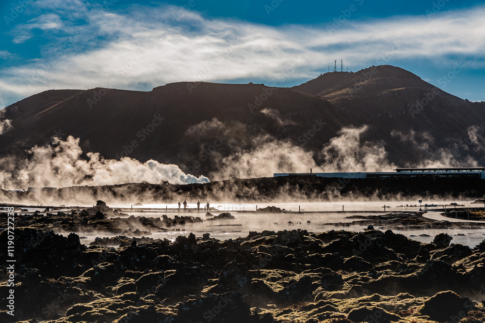 Typical Icelandic autumn landscape around Grindavik near the Blue Lagoon.