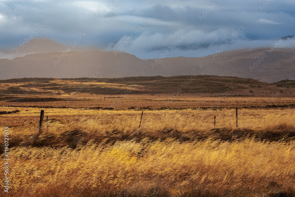 The landscape around the town of Borgarnes in the west of Iceland
