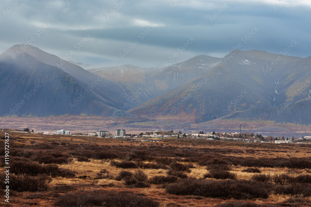 The landscape around the town of Borgarnes in the west of Iceland