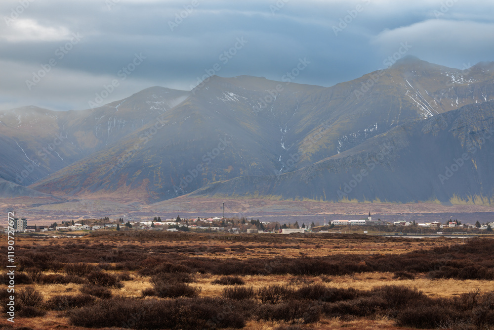 The landscape around the town of Borgarnes in the west of Iceland
