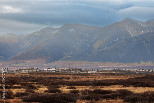 Obraz na płótnie The landscape around the town of Borgarnes in the west of Iceland w salonie