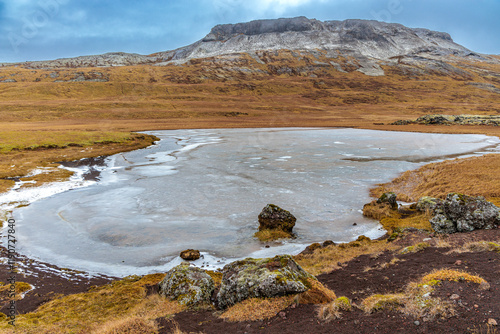 The landscape around the Ytri-Raudarmelskula volcano on the west of the island of Iceland