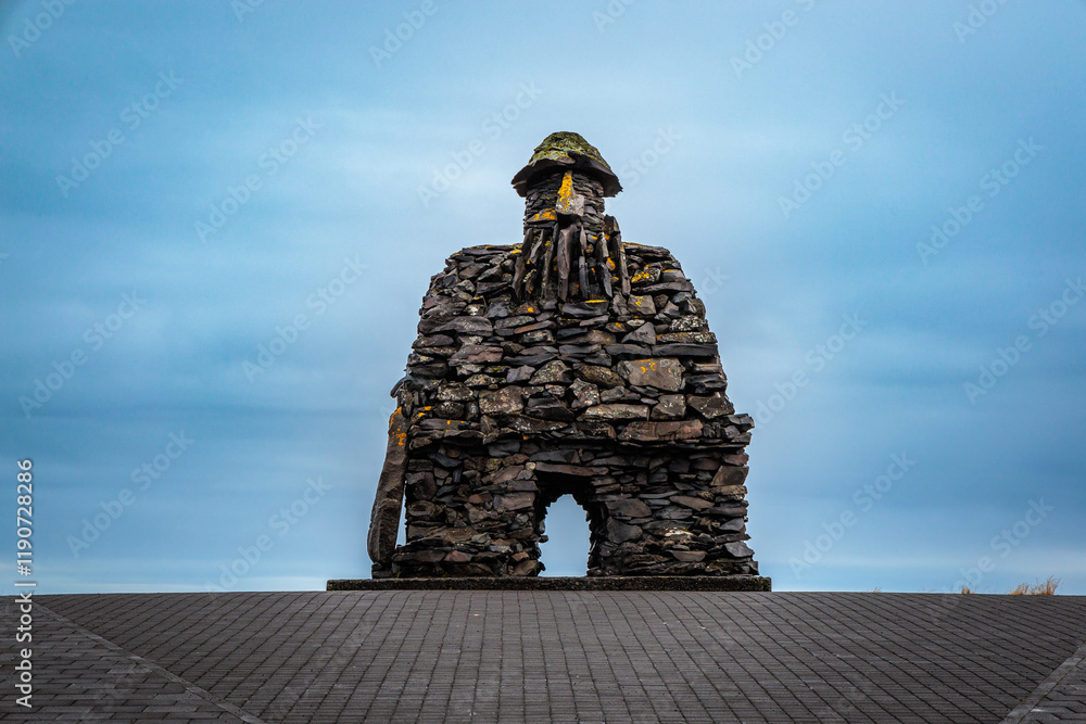 Bardur Snaefellsas Statue at Arnarstapi on Snaefellsnes Peninsula in Iceland