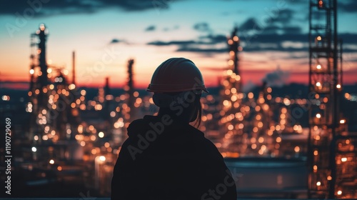 - Industrial Backdrops: The image provides a dramatic industrial ba.