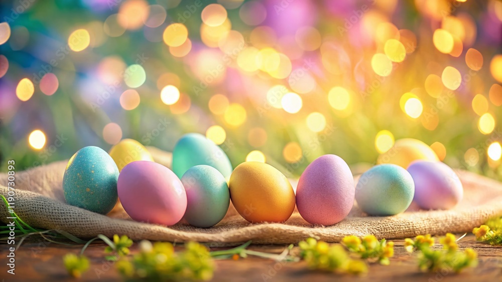 Pastel Easter Eggs Tilt-Shift Canvas: Ready-Made Text Space for Spring Greetings Pastel Easter Eggs Tilt-Shift Canvas: Ready-Made Text Space for Spring Greetings