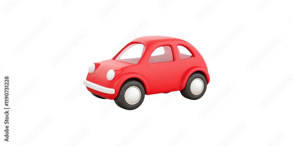 Fototapeta premium Red toy car isolated on transparent background