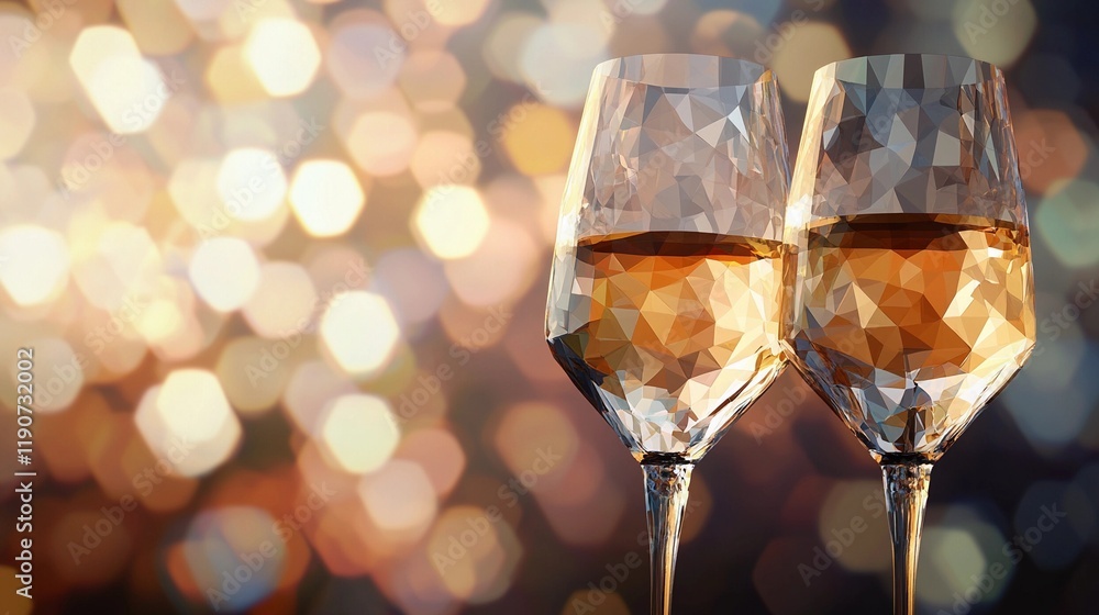 Soft blurred bokeh lights glowing beside elegant wine glasses, creating a romantic and intimate ambiance, style book illustration Soft blurred bokeh lights glowing beside elegant wine glasses, creating a romantic and intimate ambiance, style book illustration