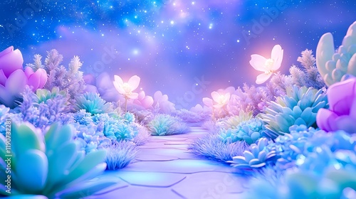 magical night garden, fantasy flowers - pastel color palettes photo