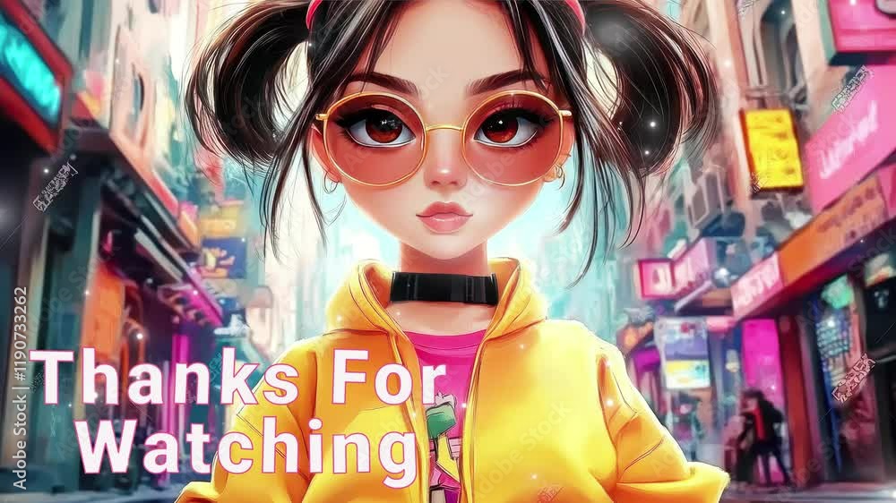 An animated character strolls through a lively urban setting. thanks ...