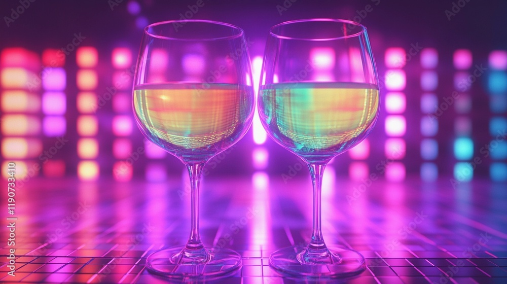 Soft blurred bokeh lights glowing beside elegant wine glasses, creating a romantic and intimate ambiance, style book illustration Soft blurred bokeh lights glowing beside elegant wine glasses, creating a romantic and intimate ambiance, style book illustration