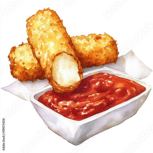 Crispy fried mozzarella sticks served with marinara sauce, perfect for snacking