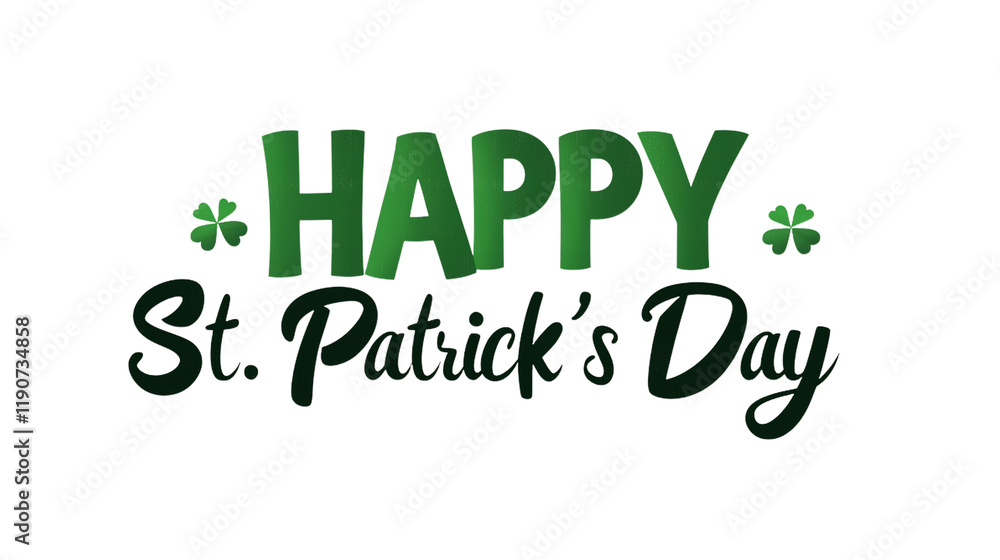 Happy St. Patrick's Day celebration with green letters and shamrocks on a black background, perfect for holiday greetings or party invitations Happy St. Patrick's Day celebration with green letters and shamrocks on a black background, perfect for holiday greetings or party invitations