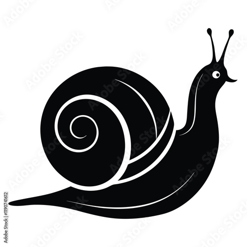 Snail silhouette vector art illustration, graphic design, isolated icon, snail clipart