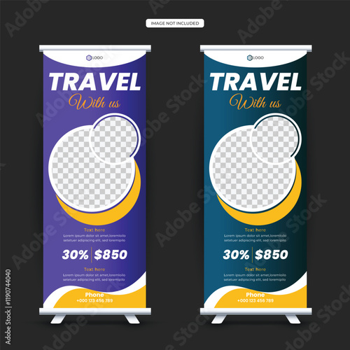 Travel rollup banner design for travel agency, creative rollup banner design, modern design, rollup banner design,