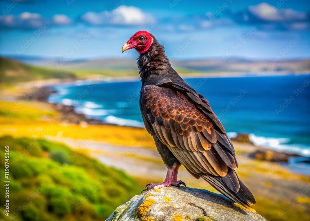 Falkland Islands Turkey Vulture, Cathartes aura falklandica, West Point Island Wildlife Bird