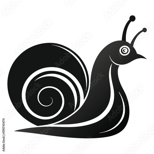 Snail silhouette vector art illustration, graphic design, isolated icon, snail clipart