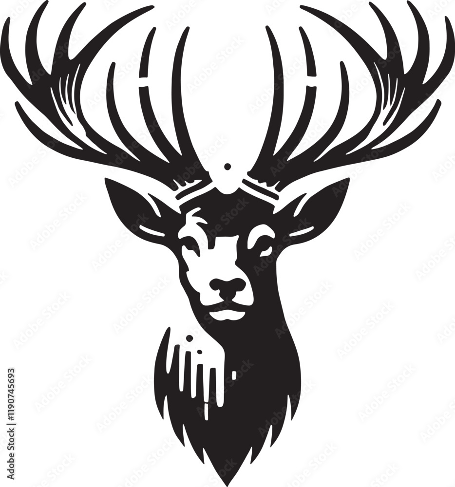 Whitetail Deer Head Vector