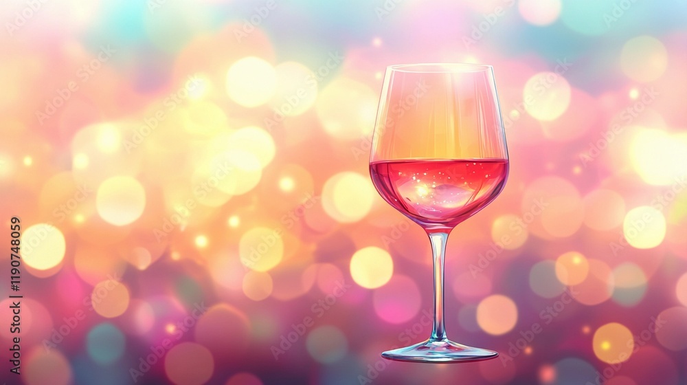 Elegant blurred bokeh lights beside wine glasses creating a romantic atmosphere. Elegant blurred bokeh lights beside wine glasses creating a romantic atmosphere.