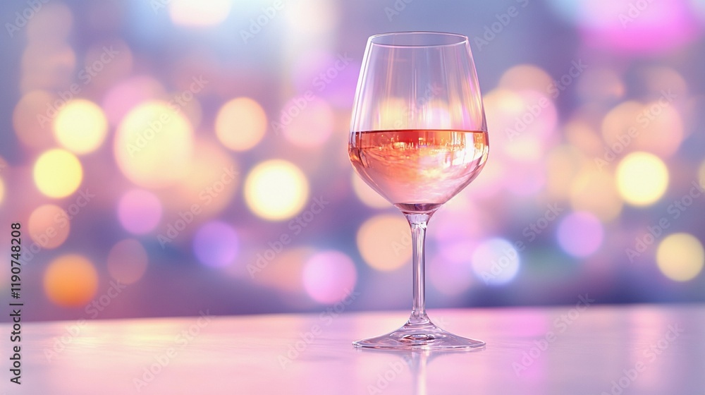 Elegant blurred bokeh lights beside wine glasses creating a romantic atmosphere. Elegant blurred bokeh lights beside wine glasses creating a romantic atmosphere.
