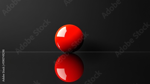 Shiny Red Sphere on a Black Surface Reflecting Light in a Minimalistic Setting for Contemporary Design and Artistic Background Use photo