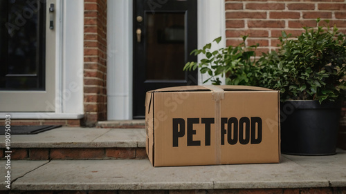 Pet Food Delivery Box at a Doorstep