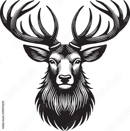 Whitetail Deer Head Vector