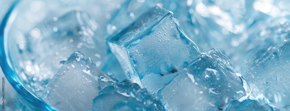 Close-Up of Ice Cubes in Refreshing Blue Tint Close-Up of Ice Cubes in Refreshing Blue Tint