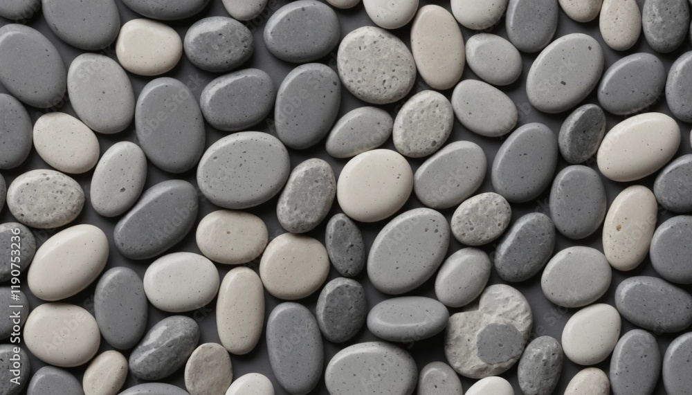 a striped background of smooth , oval - shaped natural stone cover the screen in various colors black, gray , white . generative ai a striped background of smooth , oval - shaped natural stone cover the screen in various colors black, gray , white . generative ai
