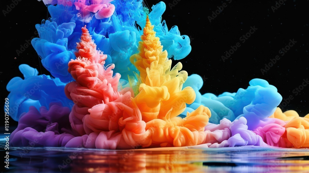 Obraz premium Vibrant abstract splash of colors resembling waves, creating dynamic visual effects and artistic expressions